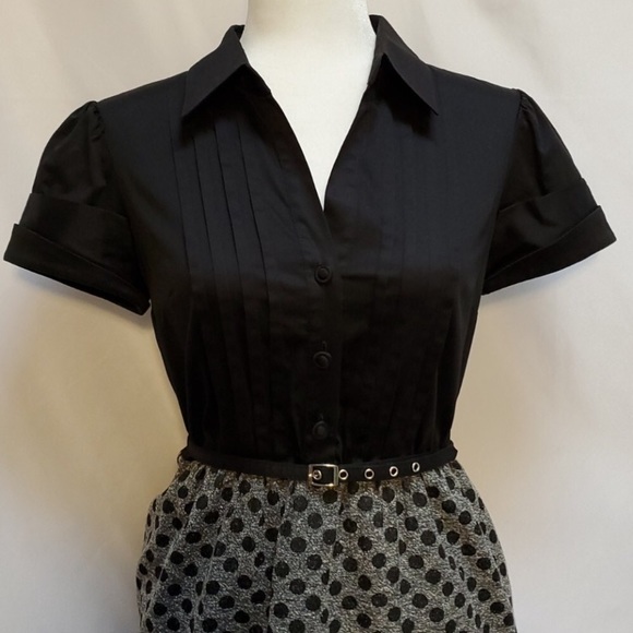 Max and Cleo Polka Dot Button Up Cap Sleeve Dress - Picture 2 of 4